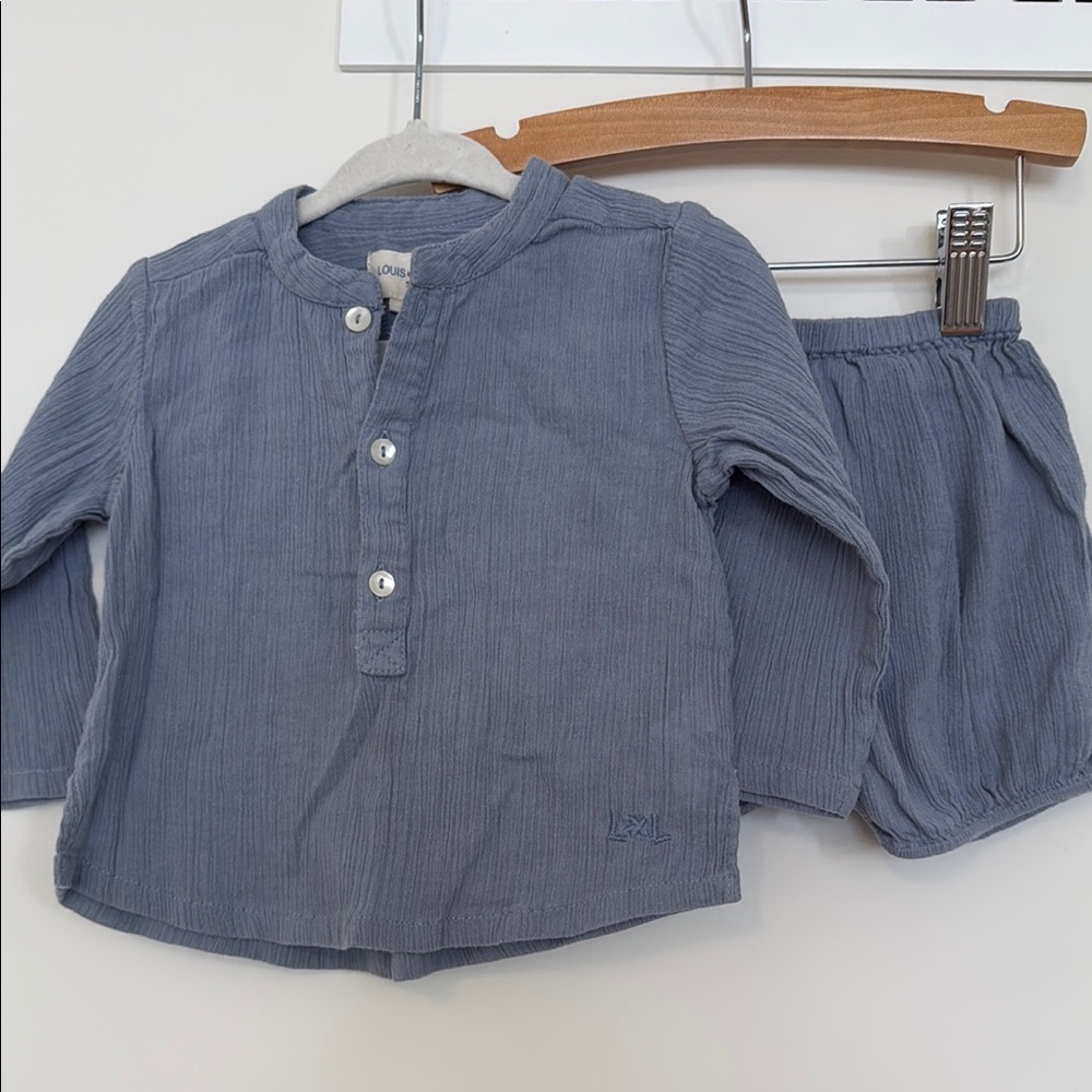 Louis Louise Blue Cotton Gauze Baby Set - 6M